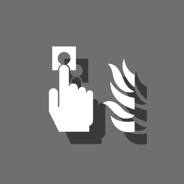 Εικονογραφημένο εικονίδιο απομονωμένο σε ένα κουμπί συναγερμού πυρκαγιάς — Διανυσματικό Αρχείο