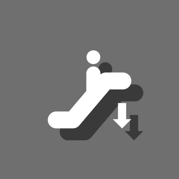 Ikone isoliert auf einem Hintergrund - Rolltreppe nach unten — Stockvektor