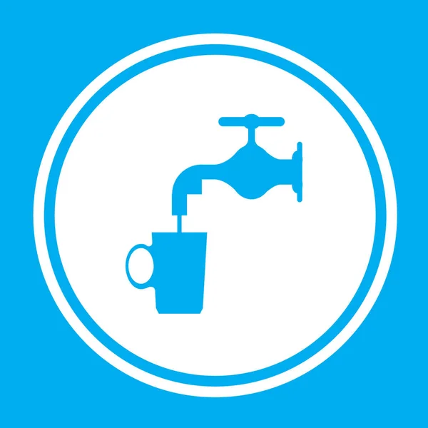 Иллюстрированная икона на заднем плане - кран воды и кружка — стоковый вектор