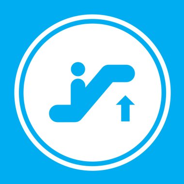 Resimli Simge Arka Planda İzole - Yürüyen Merdiven Yukarı