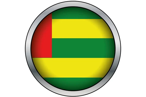 3d 金色圆形按钮，带有赞比亚国旗 — 图库矢量图片