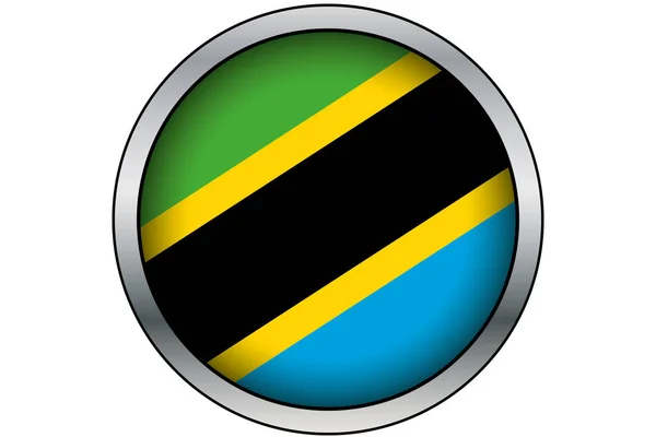 Золотая круглая кнопка 3D с флагом Замбии — стоковый вектор