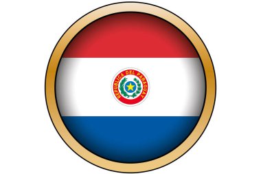 Paraguay Bayrağı ile 3d Altın Yuvarlak Düğme