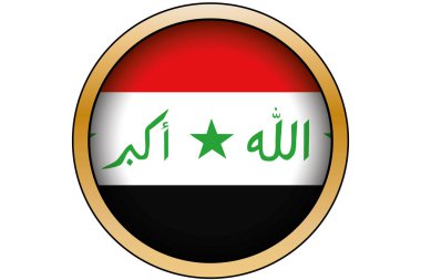 Irak Bayrağı ile 3d Altın Yuvarlak Düğme