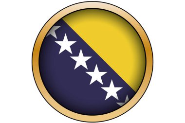 Bosna Bayrağı ile 3d Altın Yuvarlak Düğme
