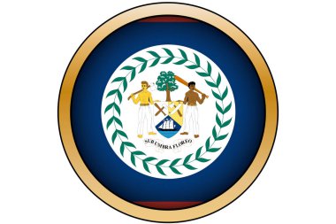 Belize Bayrağı ile 3d Altın Yuvarlak Düğme