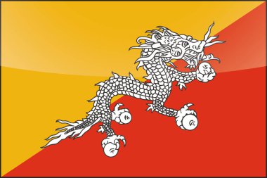 Bhutan Resimli Parlak Ülke Bayrağı