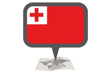 Tonga Ülke Bayrağı ile Resimli Harita ve Pointer