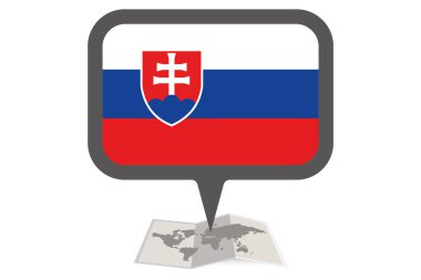 Slovakya Ülke Bayrağı ile Resimli Harita ve İşaretçi