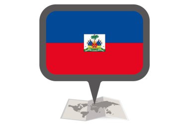 Haiti Ülke Bayrağı ile Resimli Harita ve Pointer