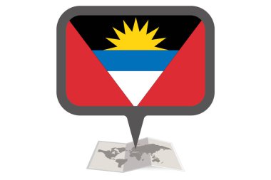 Antigua Ülke Bayrağı ile Resimli Harita ve Pointer bir