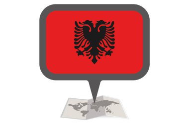 Arnavutluk Ülke Bayrağı ile Resimli Harita ve İşaretçi