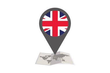 Birleşik Kin Ülke Bayrağı ile Resimli Harita ve Pointer