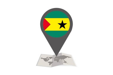 Resimli Harita ve Sao Tome Ülke Bayrağı ile Pointer bir