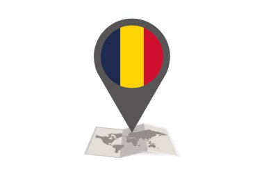 Çad Ülke Bayrağı ile Resimli Harita ve Pointer