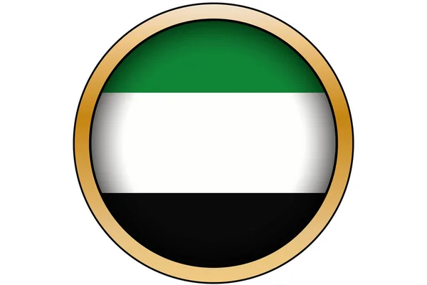 Birleşik Arap Emirlikleri Bayrağı ile 3d Altın Yuvarlak Düğme — Stok Vektör