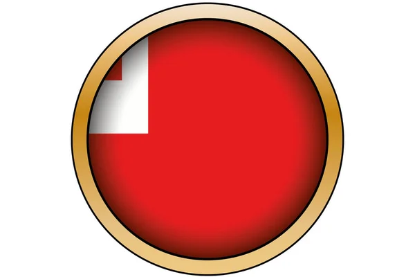 Botón redondo de oro 3D con la bandera de Tonga — Vector de stock