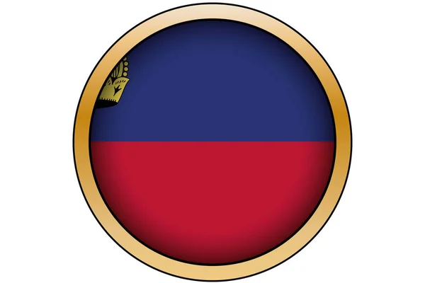 Lihtenştayn Bayrağı ile 3d Altın Yuvarlak Düğme — Stok Vektör