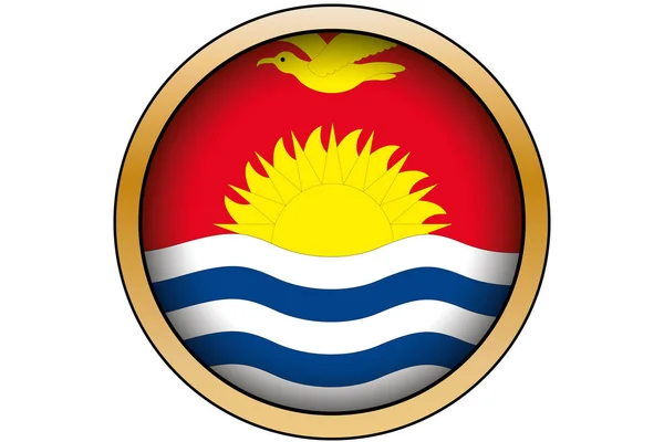 3D gouden ronde knop met de vlag van Kiribati — Stockvector