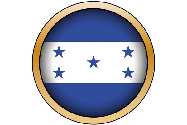 3D золота кругла кнопка з прапором Гондурасу — стоковий вектор