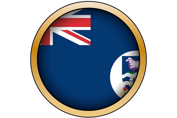 3D χρυσό στρογγυλό κουμπί με τη σημαία των Νήσων Φώκλαντ — Διανυσματικό Αρχείο