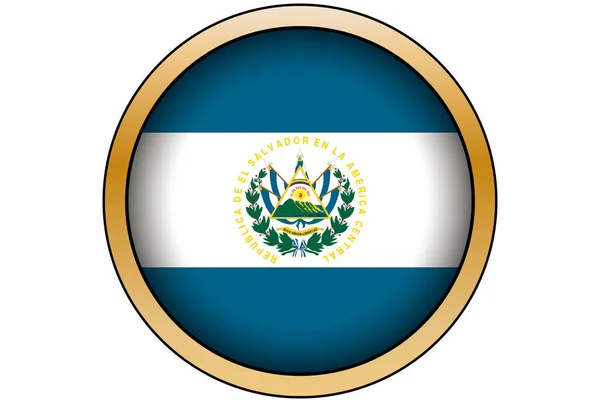 3D χρυσό στρογγυλό κουμπί με τη σημαία του Έλσαλβαδόρ — Διανυσματικό Αρχείο