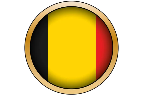 3D guld runda knappen med flaggan i Belgien — Stock vektor