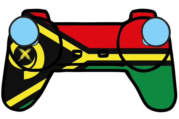 Contrôleur de jeu rétro avec le drapeau de Vanuatu — Image vectorielle