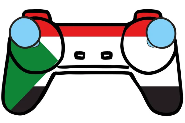 Controller di gioco retrò con la bandiera di Sudan — Vettoriale Stock