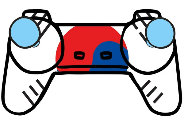 दक्षिण कोरिया के ध्वज के साथ रेट्रो गेमिंग नियंत्रक — स्टॉक वेक्टर