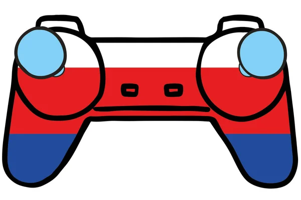 Retro Gaming Controller com a bandeira da Sérvia — Vetor de Stock