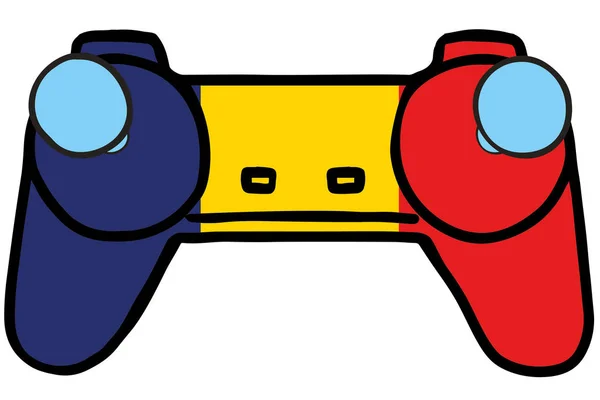 Retro Gaming Controller com a bandeira de Romania — Vetor de Stock