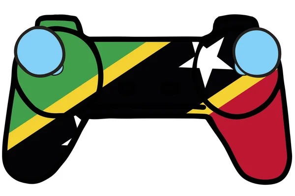 Retro gaming controller met de vlag van Saint Kitts en Nevis — Stockvector