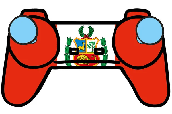 Contrôleur de jeu rétro avec le drapeau du Pérou — Image vectorielle