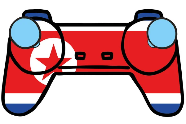 Kuzey Kore bayrağı ile Retro Oyun Kontrolörü — Stok Vektör