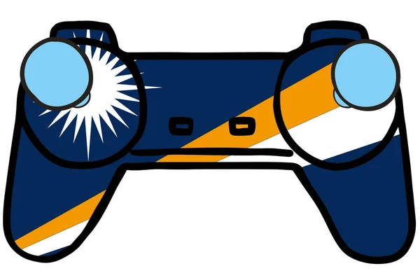 Controlador de jogos retro com a bandeira de Ilhas Marshall — Vetor de Stock