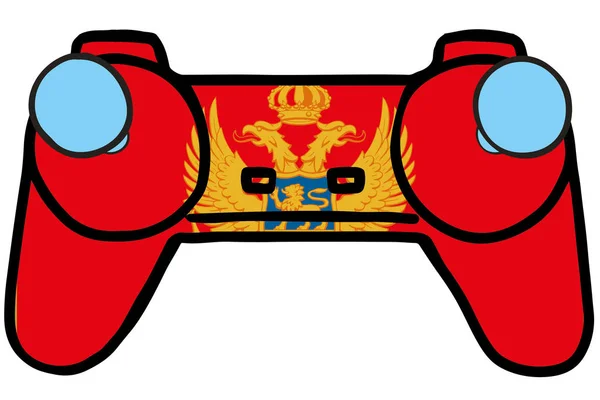 Controller di gioco retrò con la bandiera di Montenegro — Vettoriale Stock