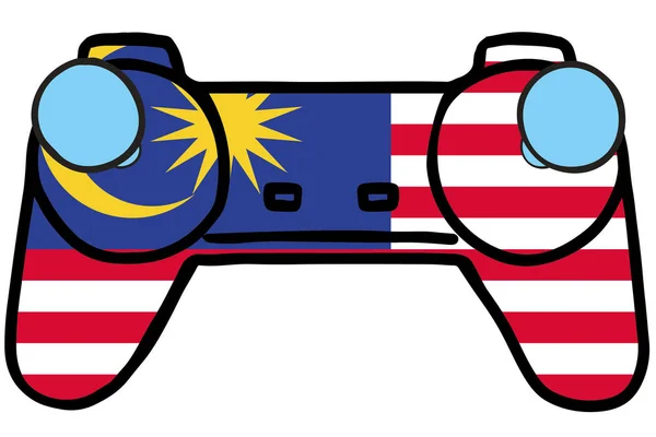 复古游戏控制器与马来西亚国旗 — 图库矢量图片