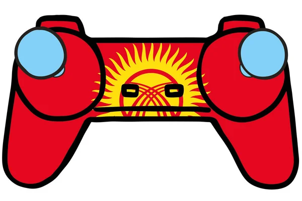 Retro gaming controller met de vlag van Kirgizstan — Stockvector