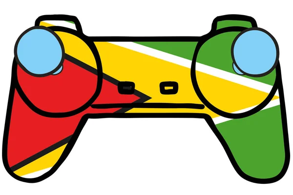 Controlador de juegos retro con la bandera de Guyana — Vector de stock