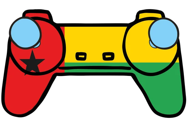 Contrôleur de jeu rétro avec le drapeau de Guinée Bissau — Image vectorielle