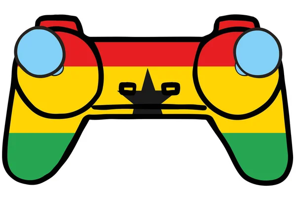 घाना के झंडे के साथ रेट्रो गेमिंग कंट्रोलर — स्टॉक वेक्टर