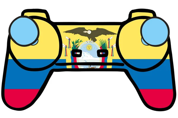 Kontroler gier retro z flagą Ekwadoru — Wektor stockowy