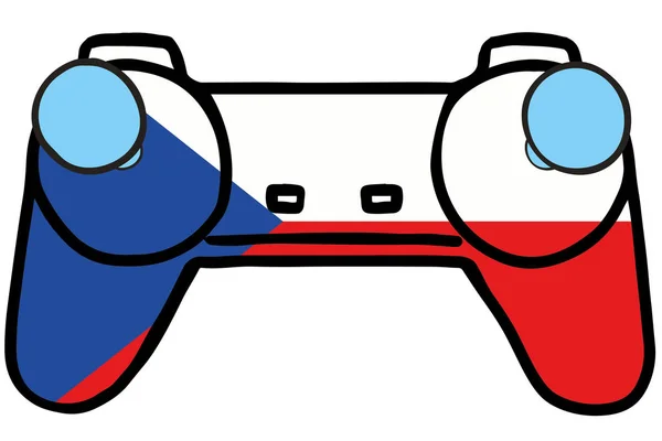 चेक गणराज्य के ध्वज के साथ रेट्रो गेमिंग नियंत्रक — स्टॉक वेक्टर