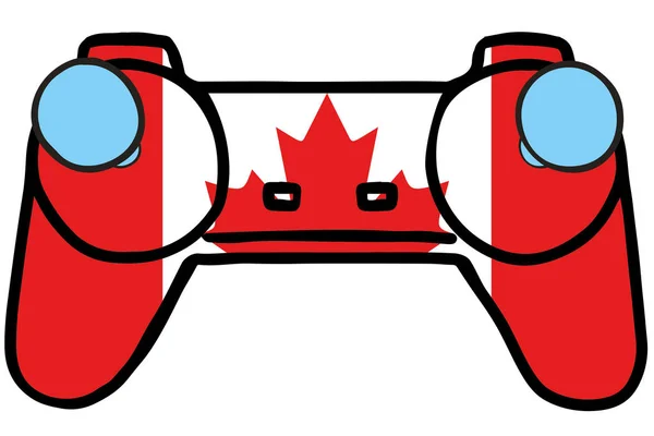 Controller di gioco retrò con la bandiera di Canada — Vettoriale Stock