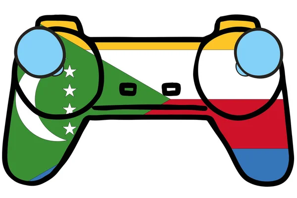 Controlador de Juegos Retro con la Bandera de Comoras — Vector de stock