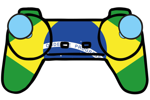 Retro Gaming Controller with the flag of  Brazil