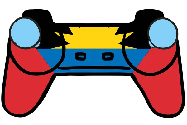 Retro-Spielcontroller mit der Flagge von Antigua und Barbuda — Stockvektor