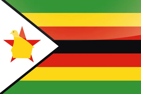 Geïllustreerde glanzende land vlag van Zimbabwe — Stockvector