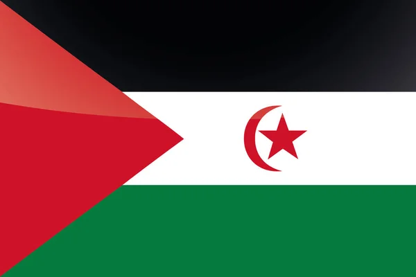 Drapeau de pays brillant illustré du Sahara Occidental — Image vectorielle